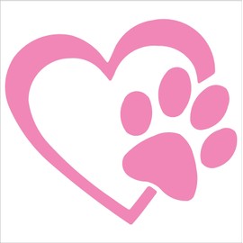 HEART with DOG PAW Puppy Love 4" (color: SOFT PINK) Vinyl Decal Window Sticker for Cars, Trucks, Windows, Walls, Laptops, and other stuff.