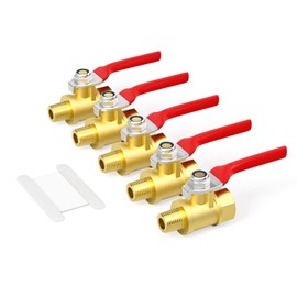 GASHER 5PCS 1/8 Inch Brass Mini Ball Valve Shut Off Switch, 1/8 Inch Male x Female NPT Thread Pipe Fitting