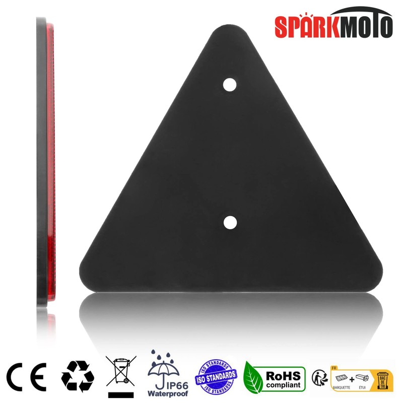 SPARKMOTO Triangle Reflector, Trailer Triangle Reflector, Trailer Triangle Reflector, Red
