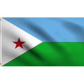 DMSE Djibouti Djiboutians جيبوتي‎‎ Horn of Africa Flag 3X5 Ft Foot 100% Polyester 100D Flag UV Resistant