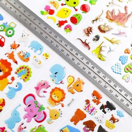 3D Stickers for Kids Toddlers Vivid Puffy Kids Stickers 10 Diffrent 20Sheets, Coloured 3D Stickers for Boys Girls Teachers as Reward, Craft Scrapbooking