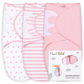 Mama Cheetah Baby Swaddle Sack, Organic Swaddle Blanket, Newborn Swaddle Sleep Sack, Adjustable Infant Swaddle Wrap, Easy Swaddles for Girls 0-3 Month, Baby Essentials, Nursery Swaddling, 3-Pack, Pink
