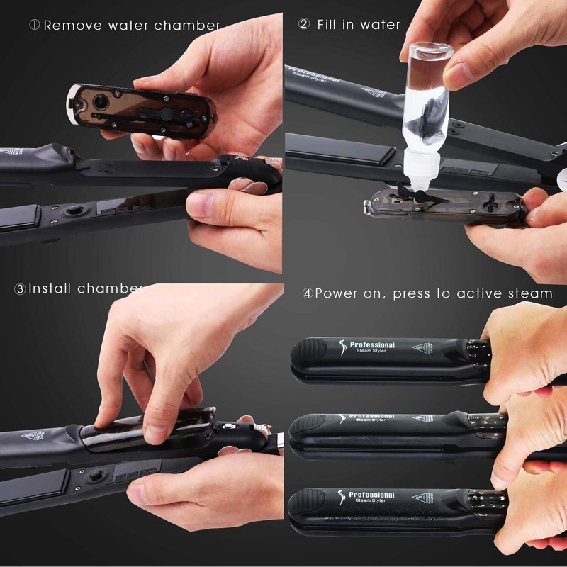 DORISILK Steam Straightener for Hair, Professional Steam Flat Iron Salon