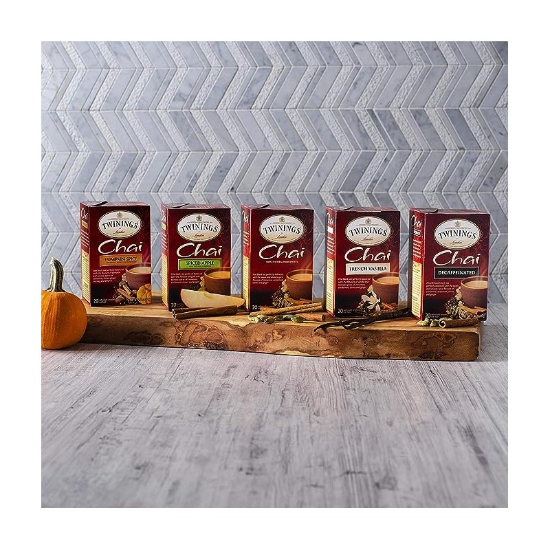 Twinings Spiced Apple Chai Black Tea Individually Wrapped Bags, 20