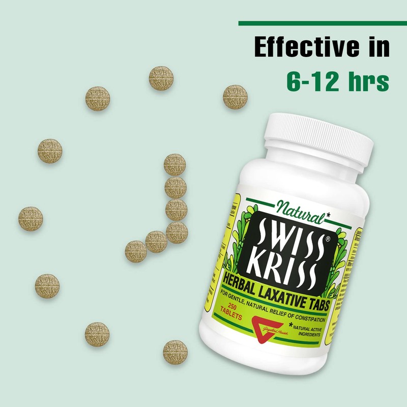 Swiss Kriss Herbal Laxative Tablets, Natural Laxatives for Constipation Relief,