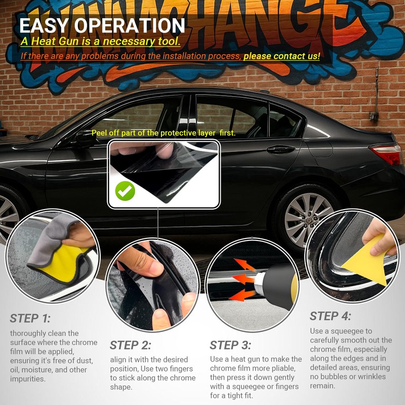 iwannachange Side Window Chrome Delete Vinyl Wrap Overlay fit for