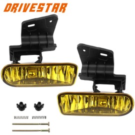 DRIVESTAR Pair Left & Right Fog Lamp Lights with 880 12V 27W Bulbs Amber Lens, fit 1999-2002 for Chevy Silverado 1500/2500, 2000-2006 Suburban/Tahoe, 10368477 10368476 GM2593113 GM2592113