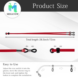 MEGAVOW 4 Pcs Glasses Strap Universal Leather Spectacle Lanyard for Men Women Adjustable Neck Cord Eyeglass Sunglass Non-Slip String Holder