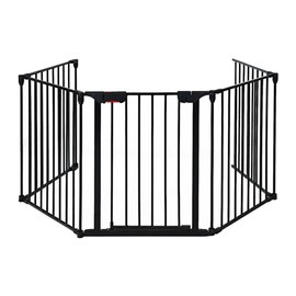 Pemberly Row Steel Fireplace Safety Fence Hearth Gate in Black