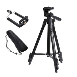 JUSTOP Lightweight Tripod Stand With Phone Holder, Aluminum, For Phone, Digital Camera, SLR, DSLR, Camcorder, Action Camera Etc