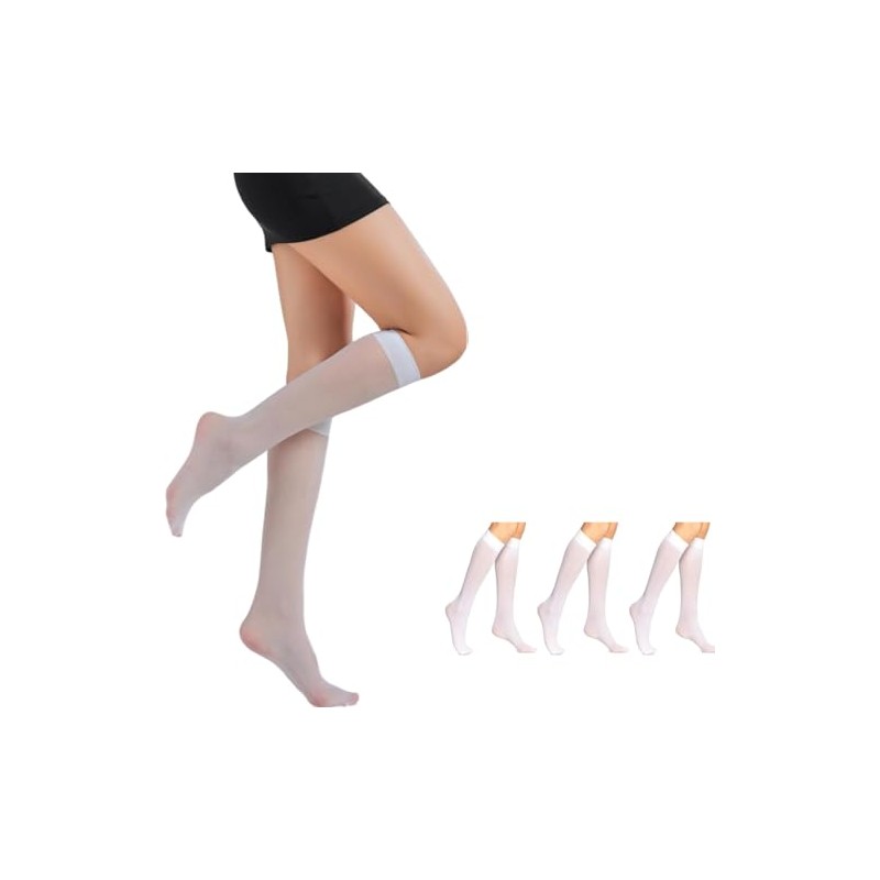 Women Sheer Knee High Stockings 20 Denier (3PCS One Size,
