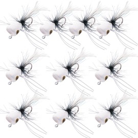 Fly Dry Flies Kit - Foam Float Bass Popper Fly Fishing Lure Set - Topwater Panfish Bait Bugs Trout Bobber Lure (White-10pcs)