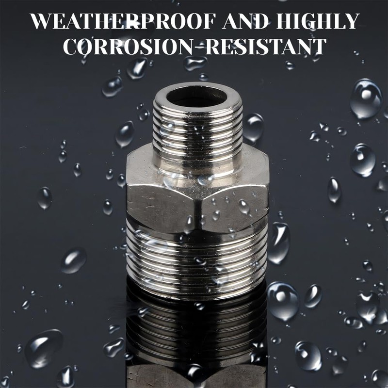 2PCS 304 Shower Hose Connectors Male to Female Threaded Connector