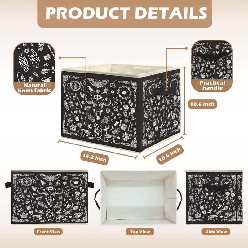 uinwk Halloween Gothic Witchy Storage Bins, Dark Academia Witchcraft Magic