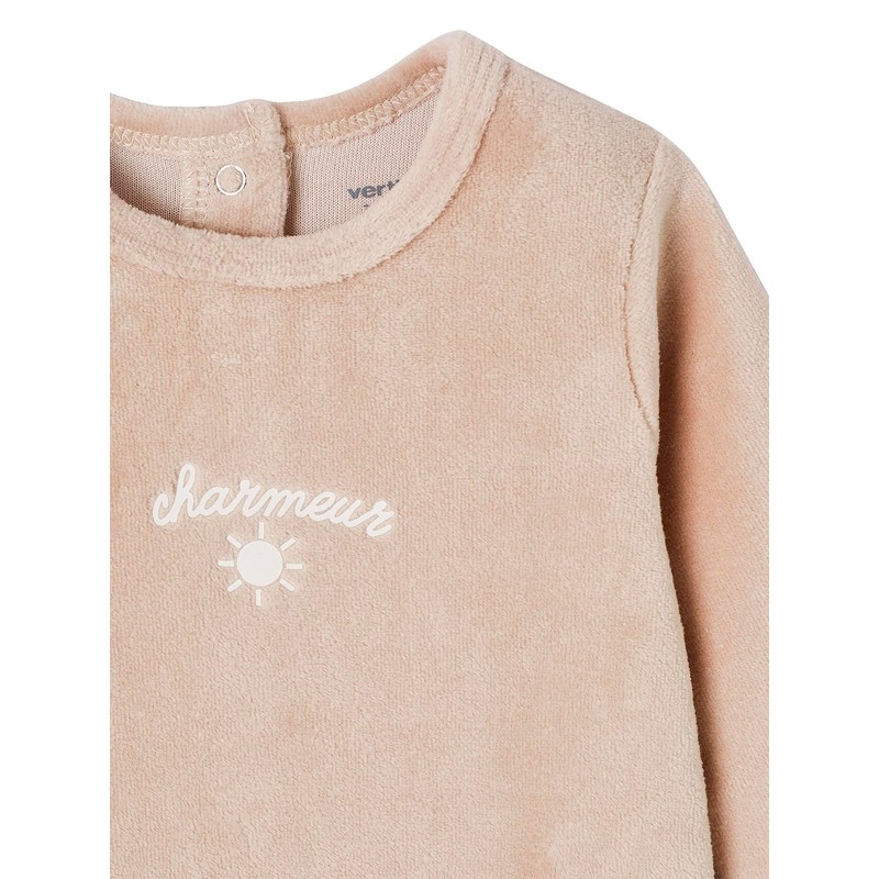 Vertbaudet VERTBAUDET3-Pack Baby Velvet Romper Basic Oeko-Tex, camel