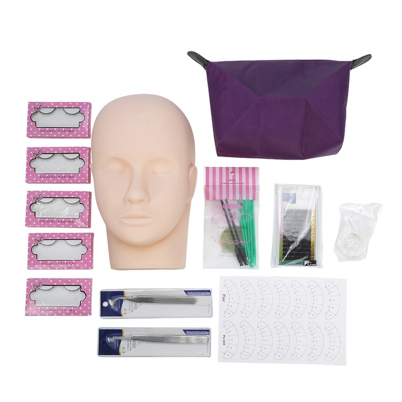 Professional One Training Head Model False Eyelashes Extension Practice Kit