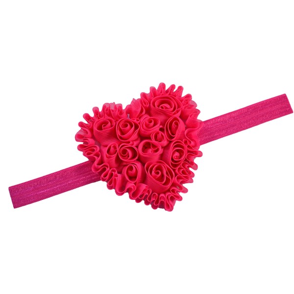 Funny Girl Designs Shabby Chiffon Valentines Heart Baby Headband (Elastic