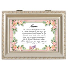 Cottage Garden Mom How Special to Me Silvertone Rope Trim Jewelry Music Box Plays Wind Beneath My Wings