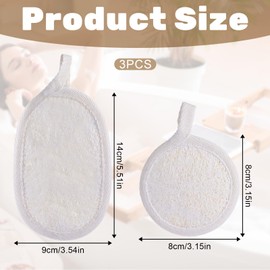 3 Pcs Natural Loofah Exfoliating Cleansing Sponges for Face, Exfoliating Loofah Body Face Scrubber Pad in Shower for Women Men, Shower Exfoliator