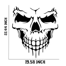 Xotic Tech 1pcs Car Exterior Front Hood Truck Trailer Boat Door Window Skull Shape Vinyl Graphic Sticker Decal (22", Black)