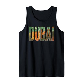Dubai UAE Skyline Desert Travel Souvenir Burj Khalifa Tank Top
