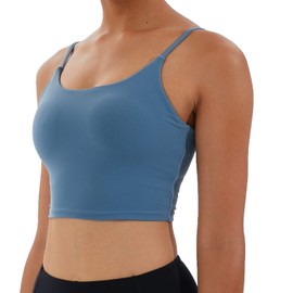 Sujetador deportivo elástico con tiras para mujer, para yoga, sin mangas, para adolescente, Gatsby Azul, M