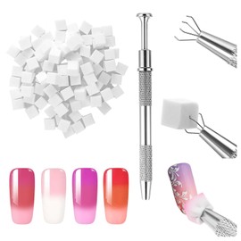 AHQiZFX 100Pcs Soft Nail Sponges for Ombre, Nail Art Sponges With Grabbing Pen, Blooming Nails, Nail Sponges, Ombre Nail Brush, Nail Art Manicure Tools Supplies, Nail Accessories for Home and Salon
