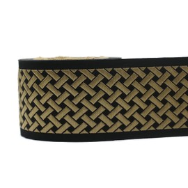 3.8 Yards Spool 2.7" Gold & Black Knot Embroidered Drapery Trim Jacquard Ribbon for Your Drapes Curtains Drapery Banding Trim Tape V7 179