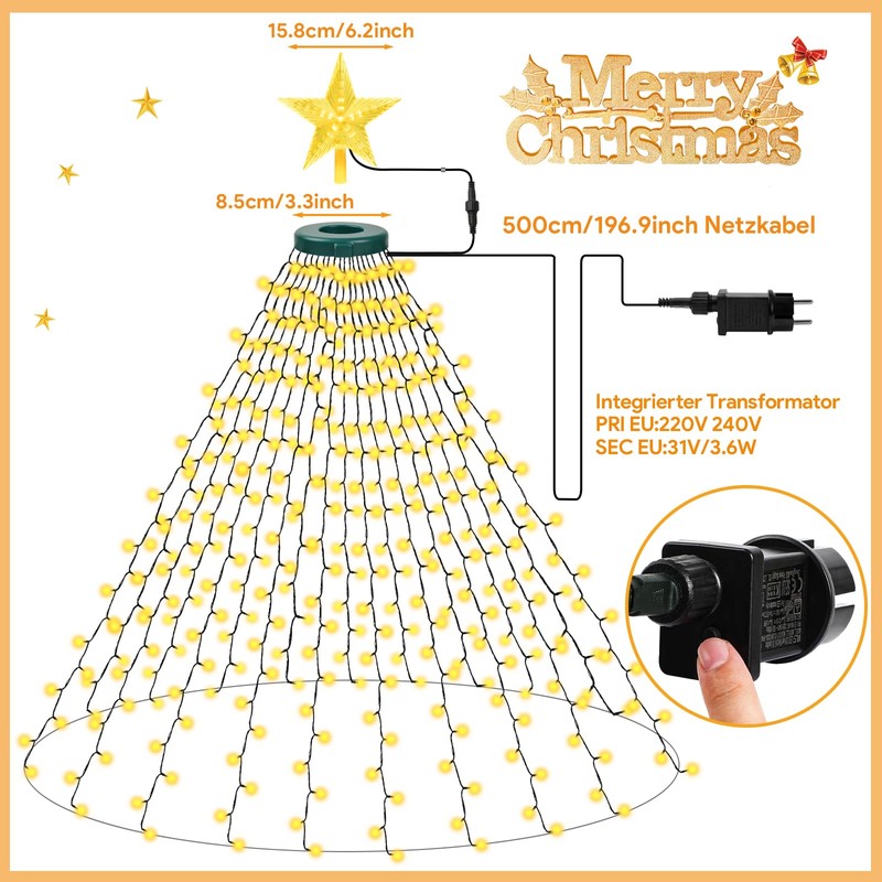 WUQNGI Fairy Lights Christmas Tree 200 cm 400 LEDs