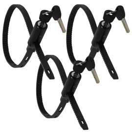 Urban August Multi-Purpose Keyed Adjustable Zip Tie Lock - 3 Pack Keyed Alike - Black Stainless Steel Refrigerator Cabinet Bike Stroller Helmet Lock
