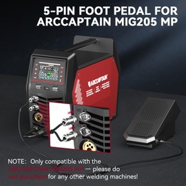 ARCCAPTAIN TIG 5-Pin Welding Foot Pedal for ARCCAPTAIN MIG205 MP, Remote Amp Control TIG Foot Pedal, 10 Feet Cable
