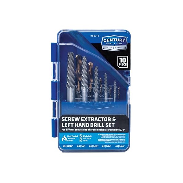 Century Drill & Tool 88710 Spiral Flute Screw Extractor &