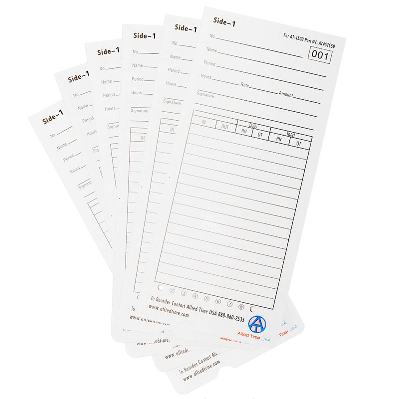 Genuine AT-4500 Time Cards, 4-Packs of 50ea