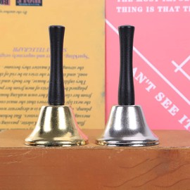 ccHuDE 2 Pcs Metal Hand Bells Loud Call Bells Large Service Bell Food Line Bell Christmas Jingle Bells Ringing Bell with Handle for Weddings Pets School Classroom Gold