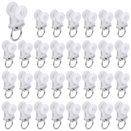 40 Pcs Curtain Track Roller Hooks Curtain Rail Ceiling Gliders Set Dual Wheel Roller Carriers for Ceiling Mounted Curtain Track