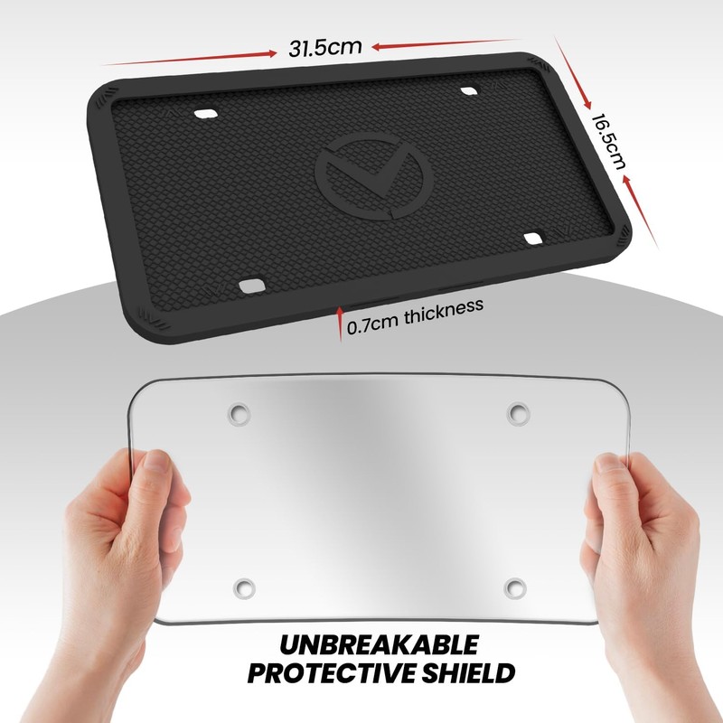Motorfi 2 Pcs Silicone License Plate Frames with Polycarbonate Covers,