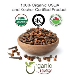 Organic Way Hand Selected Cloves Whole (Syzygium aromaticum) - Adds Flavour & Aroma | Organic & Kosher Certified | Raw, Non GMO & Gluten Free | USDA Certified | Origin - Sri Lanka (1LBS / 16OZ)