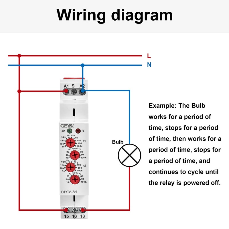GEYA Asymmetrical Cycle Time Relay, 1 Contact Relay, 16 A,