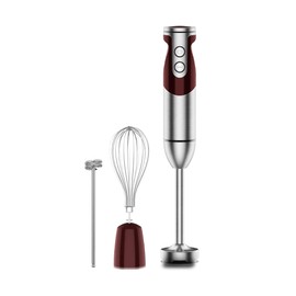 Megawise 3-in-1 Hand Blender – 12-Speed, Includes Powerful Blender Stick, Whisk, and Milk Frother – Easy to Clean and Perfect for Smoothies, and More (Red)