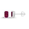 925 Sterling Silver 6x4mm Emerald Cut Created Ruby July Birthstone