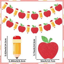 2 Pieces Back to School Pencil and Apple Banner Decorations Welcome Back Party Banner for Teacher Student First Day of School Office Classroom Party Decorations