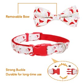 Christmas Dog Bow Tie Collar, Winter Holiday Santa Clause Collar for Large Medium Small Pets Puppies (Small-(11"-17") Neck * 5/8" Wide, Santawhite)