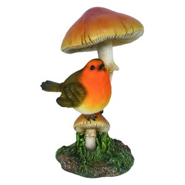 Vivid Arts - Brown and Red Robin on Toadstool Home or Garden Decoration (BG-RB03-F)