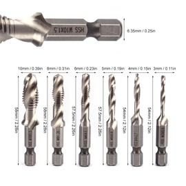 Brocas Y Machuelos Hss, 6 Piezas Juego De Brocas Combinadas De Taladro Sae Fresa Hexagonal Avellanada De Desbarbado Taladro Y Machuelo De Acero De Alta Velocidad Con FuncióN De Perforació