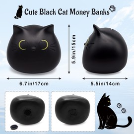 Yamepuia Cat Piggy Bank,Cute Piggy Banks for Kids, Large Money Box with Opening,Plastic Money Tin Gift for Birthday Christmas,Coin Saving Boxes