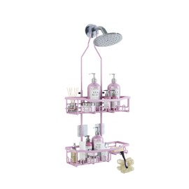 Joqixon Shower Caddy, Upgraded Extended Length Shower Caddy Over Showerhead No Blocking to Shower Head, Rustproof Shower Organizer with Hooks Shampoo Soap Holder, Bathroom Large Hanging Shower Caddy