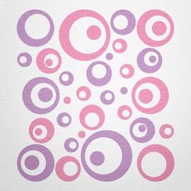 WANDfee® Wall Tattoo, Circles, Dots, 50 Stickers, Colour Choice For Children's Bedroom, Living Room, Hallway, Bathroom, Kitchen, Tile Stickers, pink