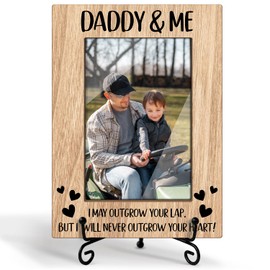 Zgogy Father Gifts Dad Picture Frame Wooden Picture Frames 4x6 - Daddy And Me Picture Frame, Wooden Photo Frame With Stand Birthday Gifts For Father, Display Frame Desk Decor Home Decor (Vertical)-16