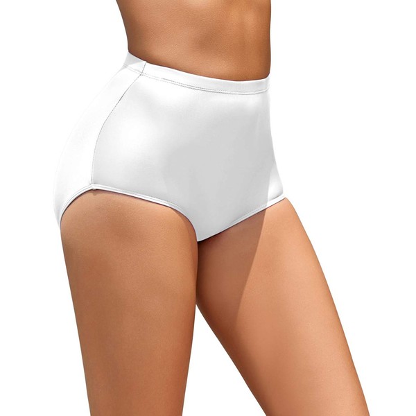 speerise Womens Nylon Spandex High Waisted Ballet Dance Brief Panty, XL, White