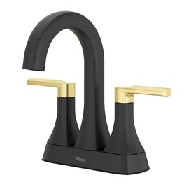 Pfister Vaneri Bathroom Sink Faucet, 4-Inch Centerset, 2-Handle, 3-Hole, NSF Certified, Matte Black and Brushed Gold Finish, LF048VRIBBG
